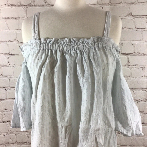 Anthropologie White Off Shoulder Removable Strap Cotton Top -Size Medium - Picture 2 of 12